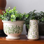 Vintage Ceramic Ice Crack Flower Pot with Drainage Hole Large Rustic Planter for Indoor and Outdoor Unique Antique Pastoral Pot Gardening Gift for Valentine's Day, Home Decors