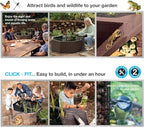 Aquagarden No Dig Nature Pool, Complete Water Feature Kit, Attract Birds and Wildlife to Your Yard, Includes Pond Structure, Liner, Fountain Pump, Nature Ladder, Planting Pocket