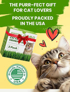 Cat Grass Kit for Indoor Cats, 3 Pack Fast Growing Cat Grass Kit with Eco-Friendly Biodegradable Pots, Soil & Wheatgrass Seeds, Grows in 3-7 Days with High Germination Rate