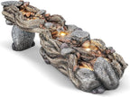 Jocoevol 60" Long Cascading Outdoor Rock Water Fountain, 5-Tier Tranquil River Waterfall, Realistic Rock Design, Serene Flowing Water Sound for Outdoor Garden, Patio, Landscaping, Home Decor