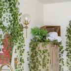CQURE 16 Pack 105Ft Artificial Ivy Fake Vines,Ivy Garland Greenery Garland Fake Hanging Plants Vines Green Leaves for Bedroom Wedding Garden Wall Room Decor