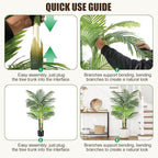 Triple Golden Cane Palm Artificial Tree 4ft Tall Large Faux Tropical Palm Tree UV Resistant Fake Plant in Pot for Indoor Outdoor Big House Living Room Patio Office Home Outside Decor 2Pack