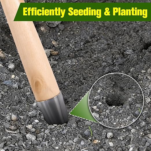 SPEEDWOX Dibbler Gardening Tool Wood Handle Garden Hole Punch Dibbler Tool for Planting Seeds,Self Watering Stakes Bulb Planter Tool Flower Bulb Planting Tools Hole Digger for Gardening