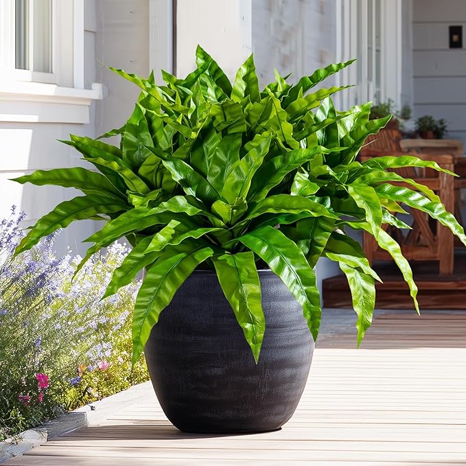 4 Pcs Artificial Greenery Stems Fake Bird Nest Fern Faux Branches Artificial Plants Realistic Fake Dracaena Realistic Plants for Indoor Outdoor Porch Patio Home Office Living Room Decor (Bright Green)