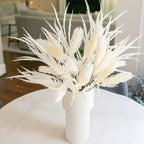7 PCS Artificial Stems Fake Plants for Spring Summer Decor, 26 in Fake Leaves Greenery Branches White Silk Flowers Faux Foliage DIY Stems for Vase Home Kitchen Farmhouse Indoor Table Centerpiece
