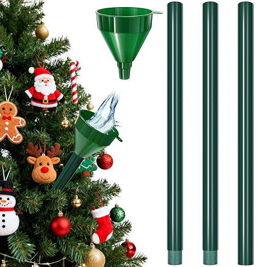 51" Christmas Tree Watering Funnel with Hose of Plastic Longer Christmas Tree Watering Device, Xmas Plant Watering Tool for Indoor Plants Spill-Free, Adjustable 3-Section Design