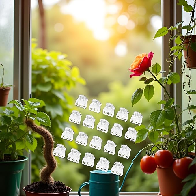 50Pcs Transparent Plant Orchid Clips,Flowers Fixer for Garden Vine Stem Plants Climbing Clasp for Support,Orchid Clips for Plants Support Garden Stakes