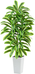 Artificial Dracaena Tree：6FT Faux Silk Tropical Yucca Floor Trees Realistic Fake Green Plant with Natural Wood Trunk & Lifelike Leaves for Home Office Decor Indoor & Outdoor (6FT,1-Pack,White)