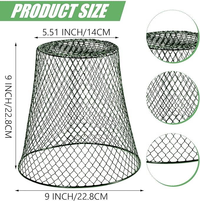 10 Pieces Chicken Wire Plant Covers Wire Garden Cloches Chicken Wire Cloche Plant Protector Metal Heavy Duty Garden Plant Cloche for Keeping Bunnies Chicken Squirrels Birds Other Out(9×9in) (Green)