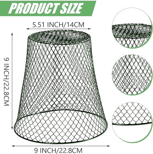 10 Pieces Chicken Wire Plant Covers Wire Garden Cloches Chicken Wire Cloche Plant Protector Metal Heavy Duty Garden Plant Cloche for Keeping Bunnies Chicken Squirrels Birds Other Out(9×9in) (Green)