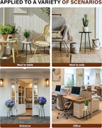 Plant Stand Indoor Tall: Corner Wood Plant Stand 2 Pack Mid Century Modern Decor - Small Round Plant Table for Indoor Plants - Outdoor Plant Holder for Patio Living Room Bathroom Office (Black Marble)