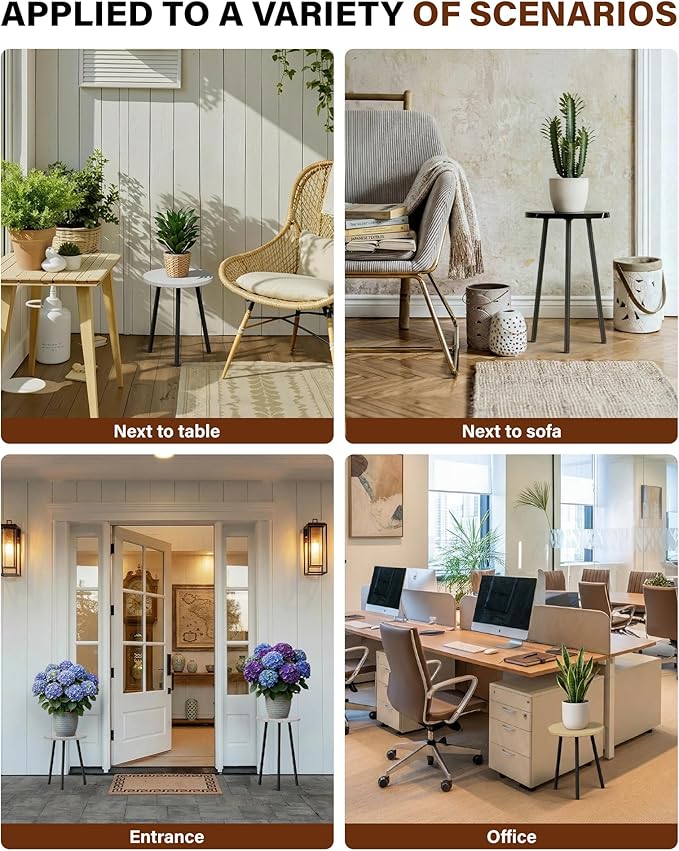 Plant Stand Indoor 2 Pack: Plant Table 14''&20'' Wooden & Metel Heavy Duty Stands for Flower Lovers - Mid Century Modern Design Stool for Bedroom/Living Room/Patio/Garden