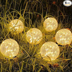 SyouHome Solar Garden Lights Outdoor Waterproof, 6 Pack LEDs Cracked Glass Ball Light, Ground Landscape Garden Decor, Solar Globe Decorative for Pathway/Patio/Lawn/Yard