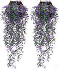 PASYOU Artificial Hanging Ivy, Vine Plastic Plants Grass Leaves Foliage Vines, UV Resistant Greenery Fake Flowers for Home Indoor Outdoor Garden Door Wall Wedding Party DIY Decoration - Purple 4 Pack