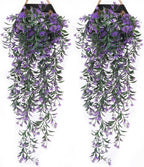 PASYOU Artificial Hanging Ivy, Vine Plastic Plants Grass Leaves Foliage Vines, UV Resistant Greenery Fake Flowers for Home Indoor Outdoor Garden Door Wall Wedding Party DIY Decoration - Purple 4 Pack