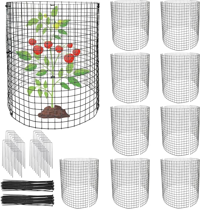 30Pcs Round Plant Protector from Animals, 10 Pack 12'' x 12'' Reusable Metal Plant Cages, Wire Mesh Garden Cloches to Keep Rabbits, Squirrels and Chicken Out and Protection Vegetables Flowers Shrubs