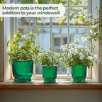T4U 4.8 Inch Self Watering Plant Pot, 4 Pack Self Watering Pots, Self Watering Planter with Reservoir, Small Self Watering Pots for Indoor Plants, African Violets (4 Pack, 4.8", Translucent Green)