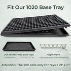 Gardzen 10 Pack 200 Cell Seed Starter Trays, 1.5" Deep Plug Tray for Seedlings, Durable Seedling Trays with Drainage Holes, Fit Standard 1020 Drip Tray