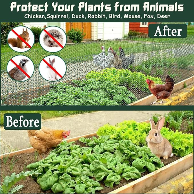 16.4FT x16IN Plant Protectors from Animals,Free-Cut Metal Chicken Wire for Outdoor Plants to Keeping Rabbits Squirrels Chicken Animals Out