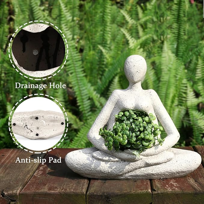 Planters for Outdoor Indoor Plants Succulent Planter Plant Flower Pots Unique Head Face Garden Vase with Drainage Hole Woman Yoga