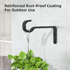 5.7 Inch 2 Pack Plant Hooks for Wall, Heavy Duty Plant Hangers Outdoor, Hold 35lb Iron Plant Hanger Bracket for Hanging Bird Feeder, Wind Chimes, Baskets, Lantern, Hanging Planter Hooks, Metal - Black