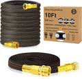 10FT Lightweight Garden Hose,Flexible Water Hose with Solid Brass Head,Kink-Free,Collapsible Hose,High Pressure Flat Water Hose for RV,Boat,Car Wash,Garden,Yard,Camper,Outdoor (Orange-Black, 10 Feet)