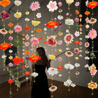 Suncalla 6 Pcs 35.4ft Hanging Flowers Garlands Backdrop Lighted Floating Fake Wildflower Vines LED Floral Garland Ceiling for Spring Wedding Bridal Shower Birthday Graduation Party (Vivid,Multicolor)