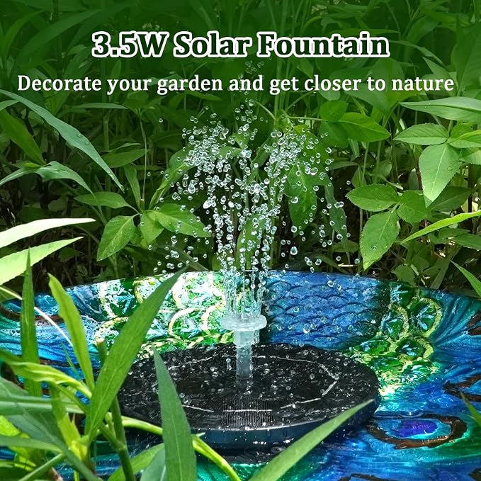 AISITIN Crystal Ball Solar Fountain Pump, 3.5W Water Pump with 3000mAh Battery for Overnight Use (Up to 8H), LED Light Up Bird Bath Fountain Decoration for Garden, Pond, Outdoor