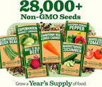 HOME GROWN 55 Vegetable Seeds Pack 28,000+ Non-GMO Heirloom Seeds for Planting Vegetables, Survival Seed Vault, Garden Kit for Spring Fall Winter, Gift for Gardeners
