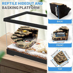 GOZILLA Turtle Tank Kit(Tank+Lamp+Filter), Upgrade PC Turtle Tank Starter Kit with Adjustable Lamp & Filter, Reptile Hideout Habitat with Lid for Small Reptiles.(15.75 × 7.9 × 9''/Black Kit)