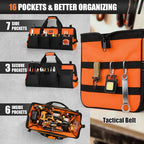 UUP Heavy Duty Tool Bag 20-Inch, Extra Large 16-Pocket Portable Empty Tool Box Organizer Storage, Toolbox Organization, Soft Handle Carrying Toolbag with Zipper, Father Dad Men Mechanic Birthday Gift