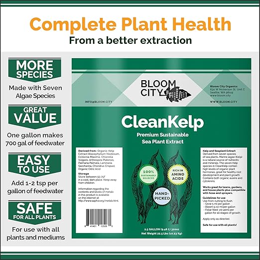 Bloom City Seaweed and Kelp Fertilizer – Liquid Seaweed Supplement for Stronger Roots, Faster Growth & Improved Stress Tolerance, 32 oz