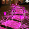 DenicMic Solar Lights Outdoor 10 Pack Waterproof Pink LED Stainless Steel Stake Outside Lights for Yard Pathway Garden Driveway Walkway Landscape Path Lighting Mothers Day Gifts for Mom