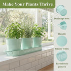 PERFNIQUE Indoor Herb Garden, Herb Planter for Indoor/Outdoor, Farmhouse Plant Pots, Windowsill Herb Garden with Tray(Planter only) Window Pots