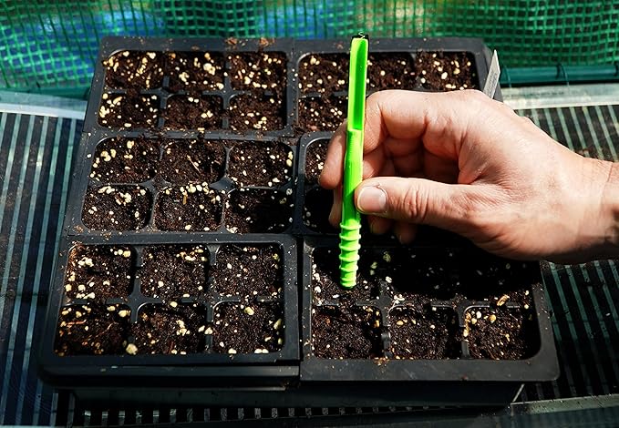Dibby Seed Sowing Garden Tool Dibber Planter Transplanter – Sow Seeds at the Right Depth – Easily Transplant Delicate Seedlings (Little Dibby) Green