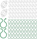 200 Pcs Plant Support Clips, 2 Types in 1 Pack, Plastic Garden Clips for Tomato, Grape, Cucumber, Vine Plants, Reusable Plant Clips for Climbing Plants (Green White)