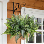 Pertivery 10 Bundles Artificial Plants, UV Resistant Outside Faux Plants Bushes, Large Fake Realistic Plastic Leaves and Stems, for Outdoor Garden, Patio, Yard,Porch Decor (Green)