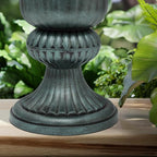 Magshion 20" Urn Planters for Outdoor Plants, Large Decorative Front Porch Planters Set of 2, Weatherproof Tall Plastic Flower Pots for Garden, Patio & Entryway Décor, Antique Green