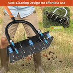 GAINO Manual Lawn Aerator Tool with 15 Spikes, 32"-35" Adjustable T-Handle Aerator for Lawn, Automatic Dirt Ejection Design, Heavy Duty Yard Grass Aerator for Soil Compaction, Black & Orange