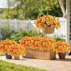 ZAIYW 18 Bundles Artificial Flowers Outdoor Fake Flowers Pansies Faux Artificial Plants for Planter Porch Yard Home Decor (Orange Yellow)