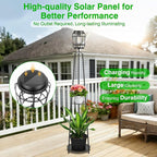 TOWPONICS 2-Pack Solar Lights Outdoor with Plant Stands, 52.4'' Solar Floor Lamp with Planter & LED Edison Bulbs, Patio Lights Outdoor Waterproof Garden Decor, Yard Porch Balcony Decoration