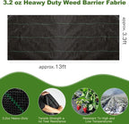 Approx.3.3FT×13FT Weed Barrier Fabric,Landscape Fabric, 3.2oz Weed Barrier Fabric Heavy Duty,Weed Control Garden Cloth,Woven Geotextile Fabric for Garden Beds, Underlayment, Commercial Driveway