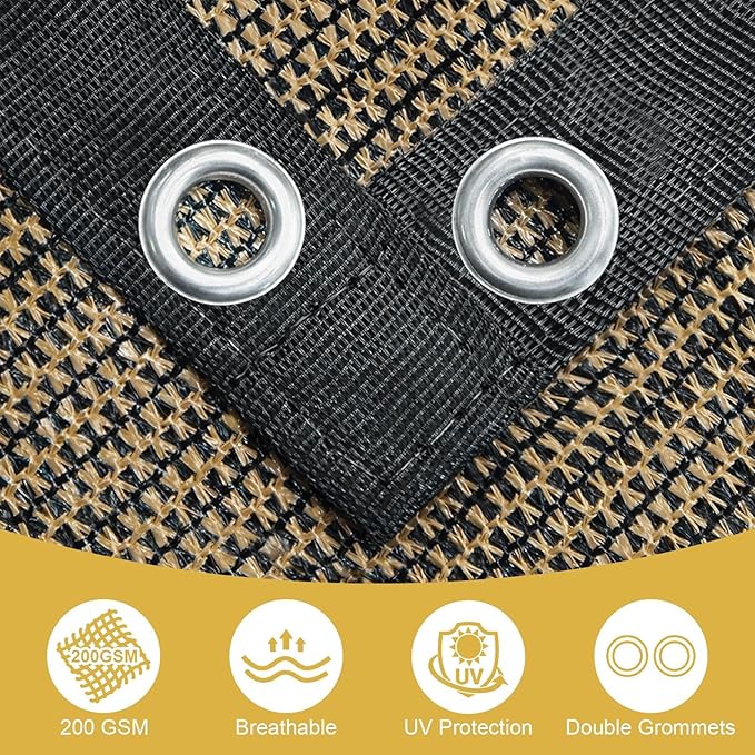 Shade&Beyond 90% Sun Shade Cloth with Grommets, 6' X 8' Pergola Shade Cover Canopy, Mesh Tarp Sun Screens for Patio, Outdoor, Garden, Backyard, Mocha