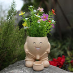 Dolkgy Cute Head Planter, Face Flower Pot Fun Head Vase for Plants for Indoor Outdoor Décor, Unique Cactus Office Plant Pots