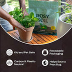 Rosy Soil Herb Mix - Organic Potting Mix for Herbs - Enriched with Biochar, Worm Castings for Root Development, Nutrient Uptake, and Strong Flavor - Fast Draining, Peat Free, Less Prone to Gnats - 4qt
