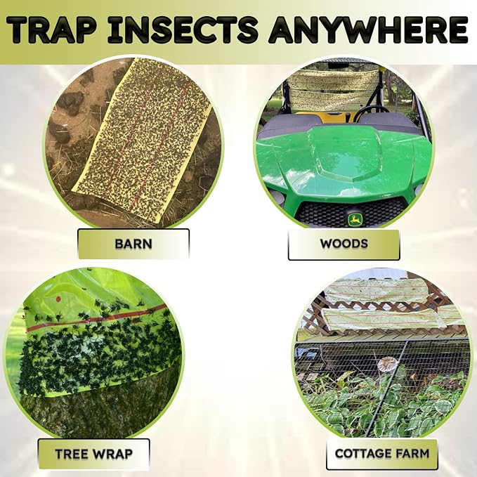 W4W, Giant Sticky Fly Trap Roll - MAX Strength - Outdoor/Indoor - Non Toxic - for Flies and Other Bugs (2 Pack- Contains 2 Giant Fly Rolls)