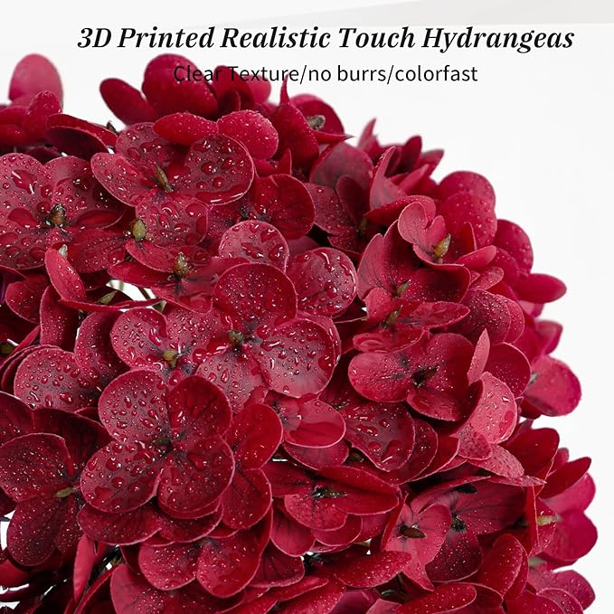 Leftover 3 Pcs Fall Hydrangea Artificial Flowers,21" Real Touch Faux Hydrangea Flowers and 3 PCS Butterflies Fall Hydrangea Stems,Fall Floral Arrangement Centerpiece Table,Wedding,Home Decor