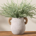 Ceramic Flower Vase Home Decor - 7.1 Inch White Rustic Table Flowers Vases Living Room Bedroom Plant Decoration Modern Farmhouse Vintage for Kitchen Shelf Office Coffee Dining Desk House Women