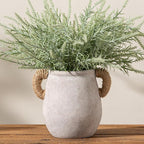 Ceramic Flower Vase Home Decor - 7.1 Inch White Rustic Table Flowers Vases Living Room Bedroom Plant Decoration Modern Farmhouse Vintage for Kitchen Shelf Office Coffee Dining Desk House Women