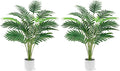 Der Rose 28'' Artificial Palm Tree Tall Fake Tropical Faux Trees Indoor and Outdoor for Home Bathroom Porch Outside Patio Decor (White Pot) (Pack of 2)